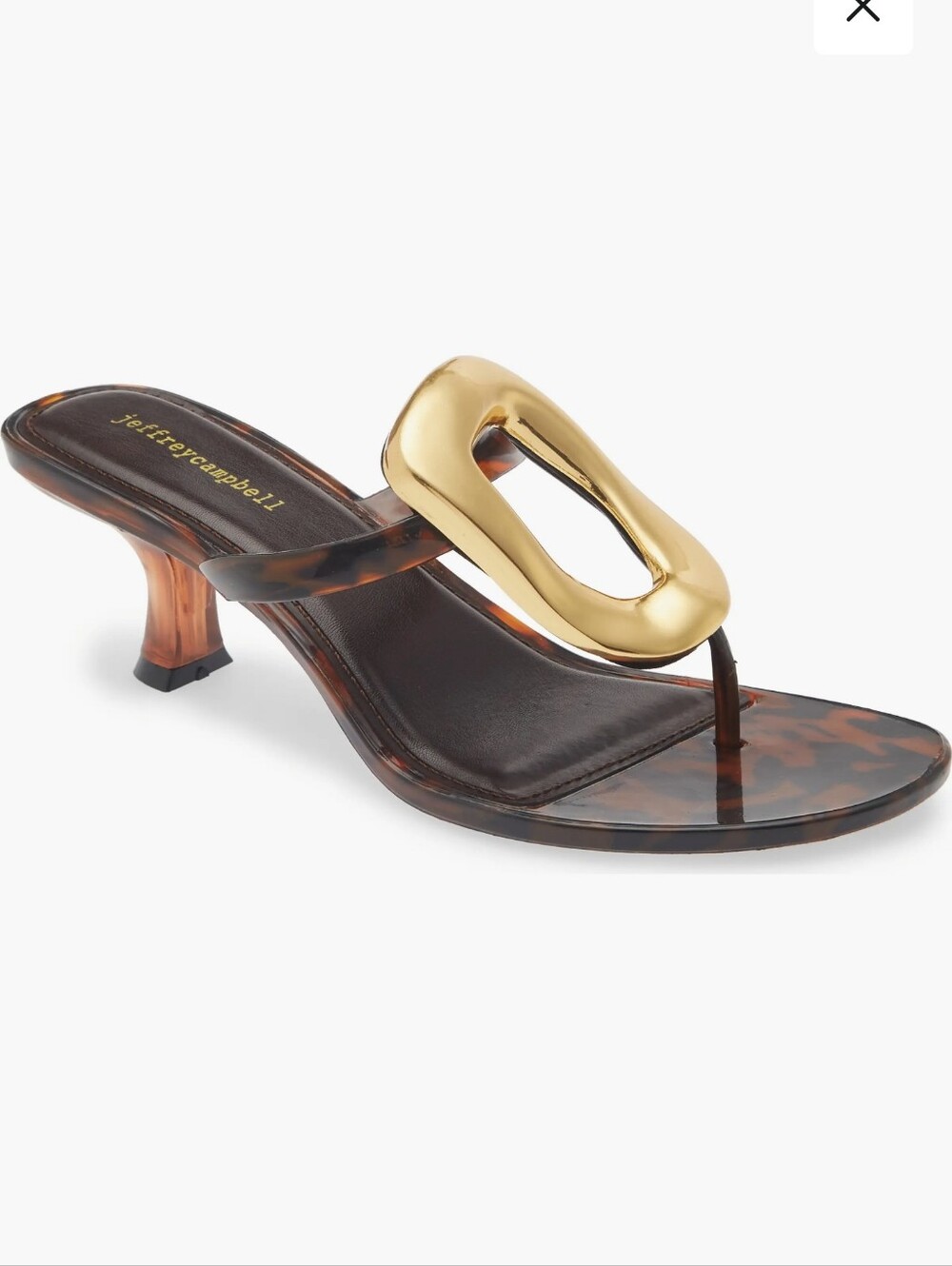 Jeffrey Campbell Linq Up Tortoise Gold Slide Heel Sandal Women's 6